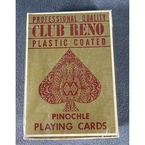 Arrco Club Reno Red Playing Pinochle Cards 201  Sealed Filigree Back Linen